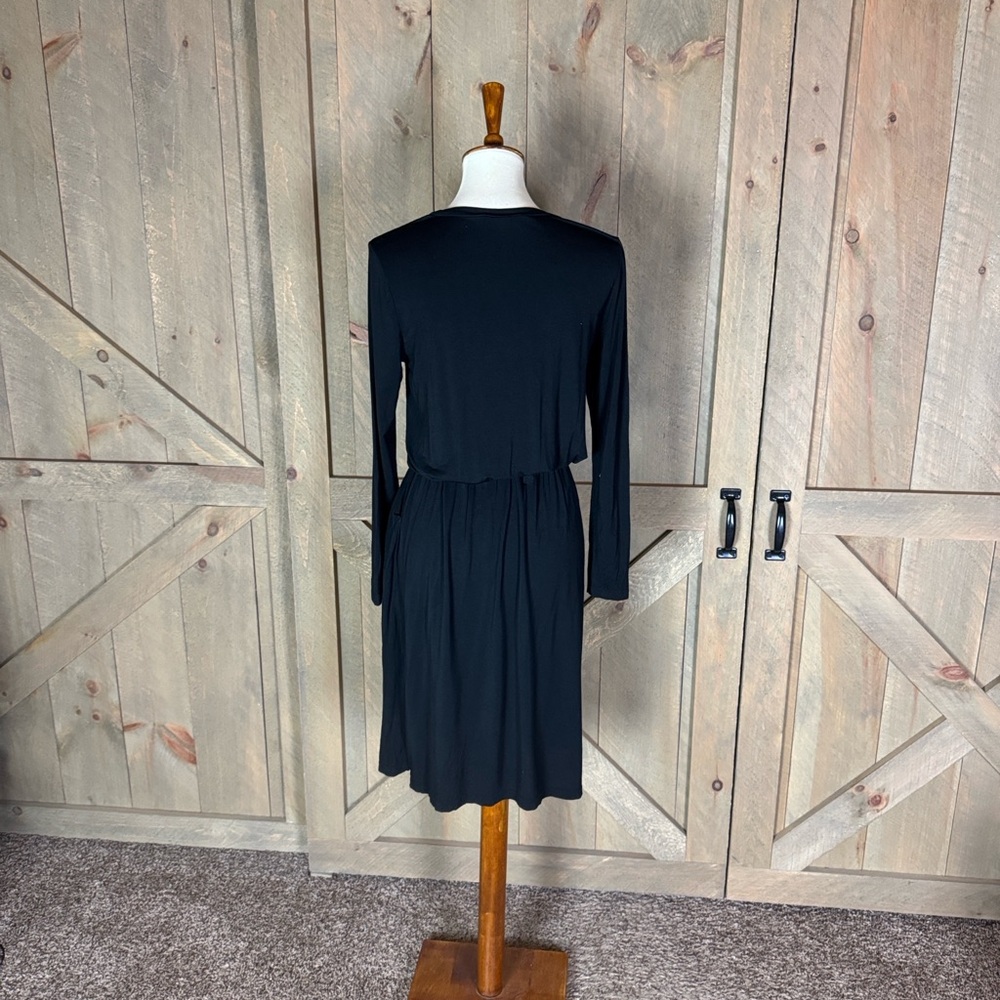 Simier Fariry black long sleeve jersey knit dress with drawstring waist Medium - Picture 10 of 13
